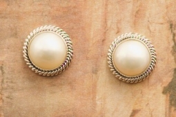 Artie Yellowhorse Genuine Mabe Pearl Sterling Silver Post Earrings